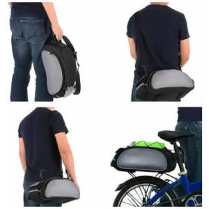 Polkupyörälaukku vyöllä - Musta pyörälaukku refleksillä - 13 l