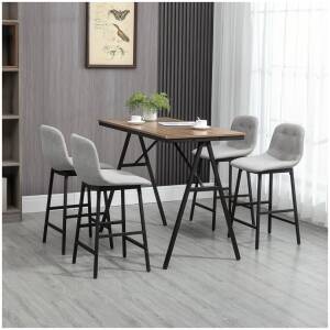 Baaripöytä ja 4 tuolia 120 x 60 x 91 cm Ruskea/musta + harmaa