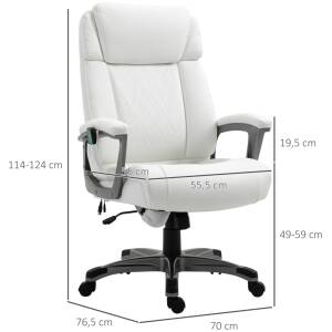 Työtuoli hierontatoiminnolla 6 pistettä White Leather