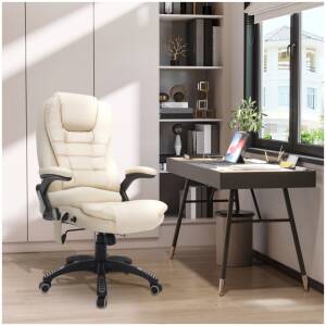 Hierontatoiminnolla varustettu työtuoli 6-pisteen Ergonomic Leather Beige