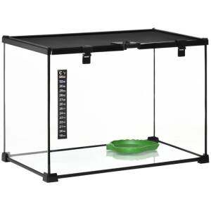 Lasihäkki / Kasvatuslaatikko matelijoille, Hämähäkkieläimille lämpömittarilla 50 x 30 x 35 cm Terraario