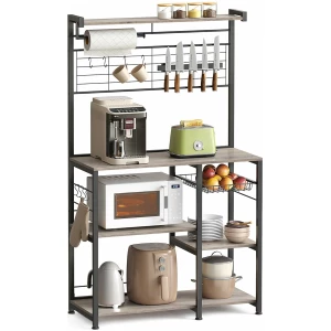 Keittiömoduuli, jossa on työtaso, useita hyllyjä, rullateline, veitsimagneetti ja koukut, mitat 90 x 42 x 167,4 cm.