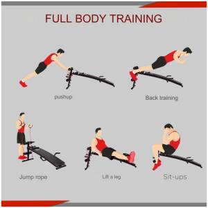 Vatsalihastreeni penkki Koko vartalon harjoittelu Säädettävä Pehmustettu Sisältää vastuskuminauhat