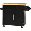 Keittiösaareke Pyörillä 109 x 40 x 89 cm Kestävä Työtaso Puu Musta