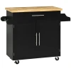 Keittiösaareke Pyörillä 109 x 40 x 89 cm Kestävä Työtaso Puu Musta