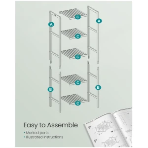 Kapea kylpyhuonehylly, 5 tasoa – Puu, valkoinen, 33 x 33 x 146 cm
