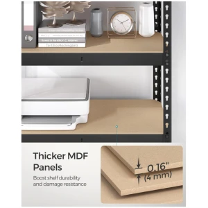 Säilytyshylly Heavy Duty – 2 kpl, 5 tasoa, 875 kg, 30 × 75 × 150 cm, musta