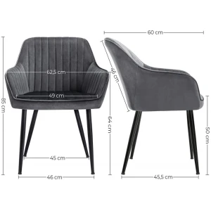 Ruokatuoli samettia – tummanharmaa lounge-nojatuoli, musta