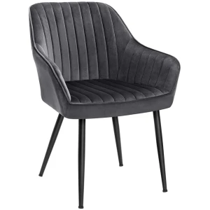 Ruokatuoli samettia – tummanharmaa lounge-nojatuoli, musta