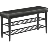 Kenkäpenkki EKHO mustalla pehmustetulla istuimella, 2 kenkähyllyä 30 x 100 x 50 cm