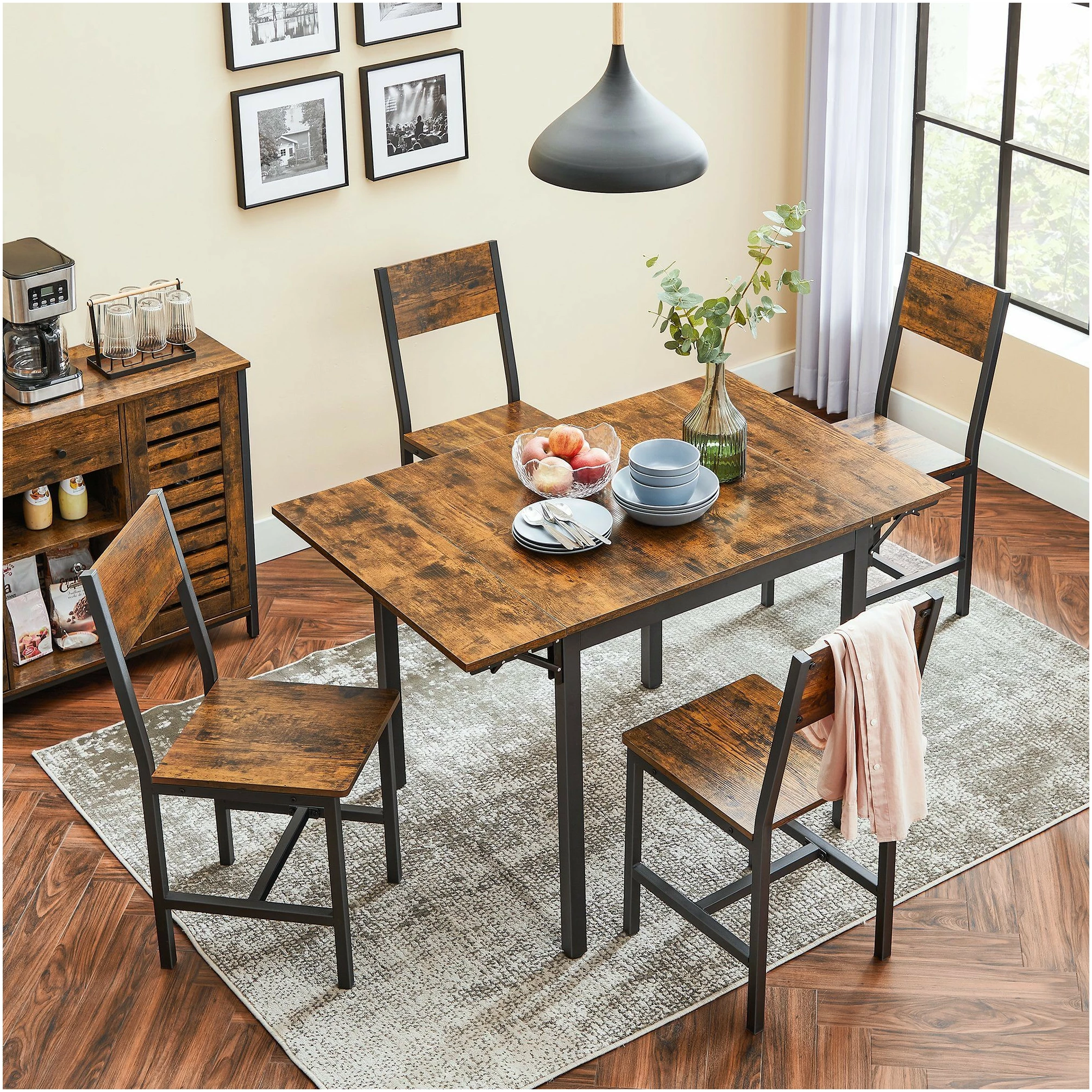 Spisebord for 2-4 personer, sammenleggbart, for små rom, Vintage brun-svart  - Dealproffsen.no
