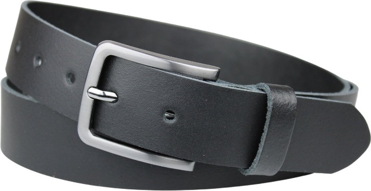 Fana Belts Leren Riem Zwart - Taillemaat 100 - 3,5 cm breed - Heren riem - Dames riem - Broekriem leer
