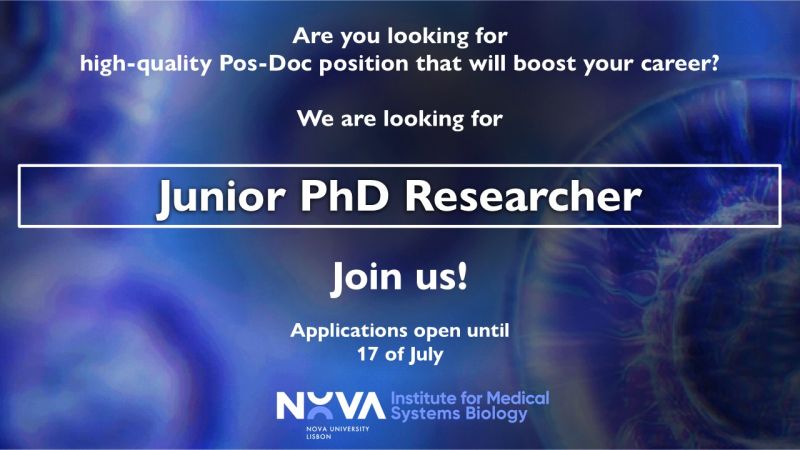 Open Junior PhD Researcher position at NOVA Institute for Medical Systems Biology