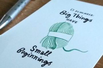 Ansichtkaart met tekst Big thing have small beginnings