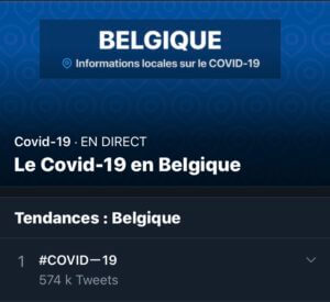 Ecran Twitter avec le # covid-19