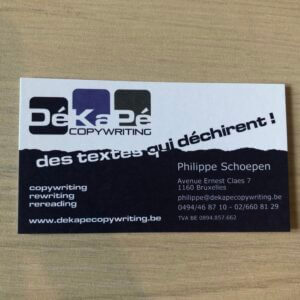 Carte de visite de DéKaPé Copywriting