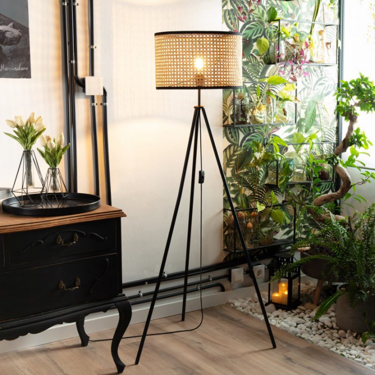 Staande lamp Rotan vloerlamp hout bamboe woonkamer De Lampenbaas