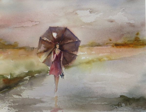 Aquarelle paysage pluie