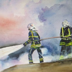 Aquarelle paysage pompiers