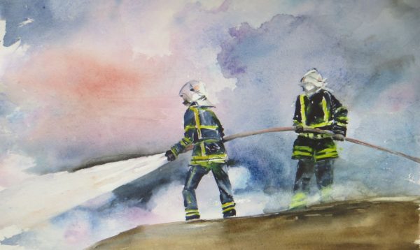 Aquarelle paysage pompiers