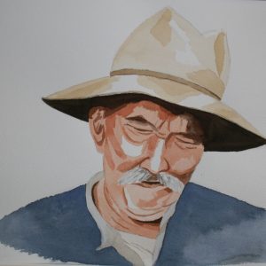 Aquarelle portrait homme provencal