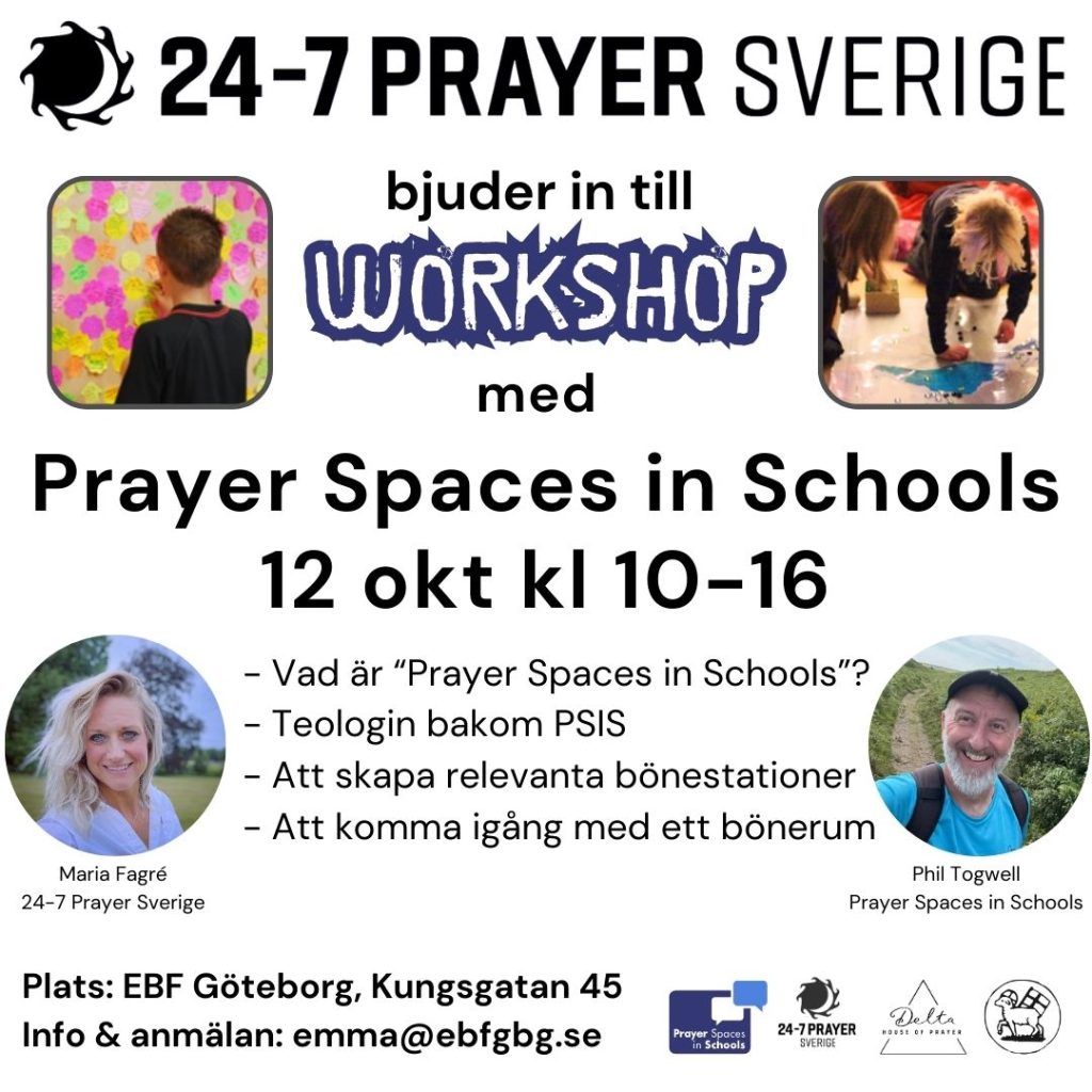 Workshop med Prayer Spaces in Schools, 12 okt kl 10-16