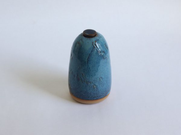 Handgemaakte Hoge Blauwe Keramische Mini Urn Aardewerk r2 (1)