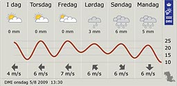 DMI udsigt for det sydlige Jylland 5/8 2009