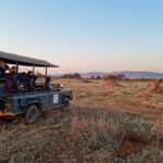 السياح على رحلات السفاري في جنوب أفريقيا