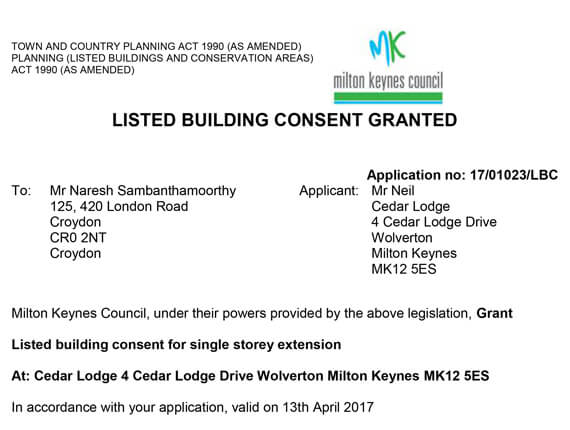 Milton Keynes Listed building consent