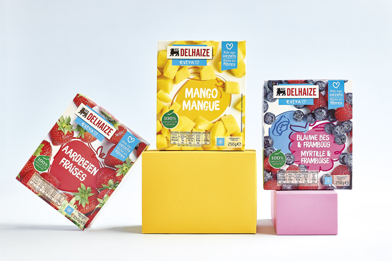 emballage fruits congelés Delhaize