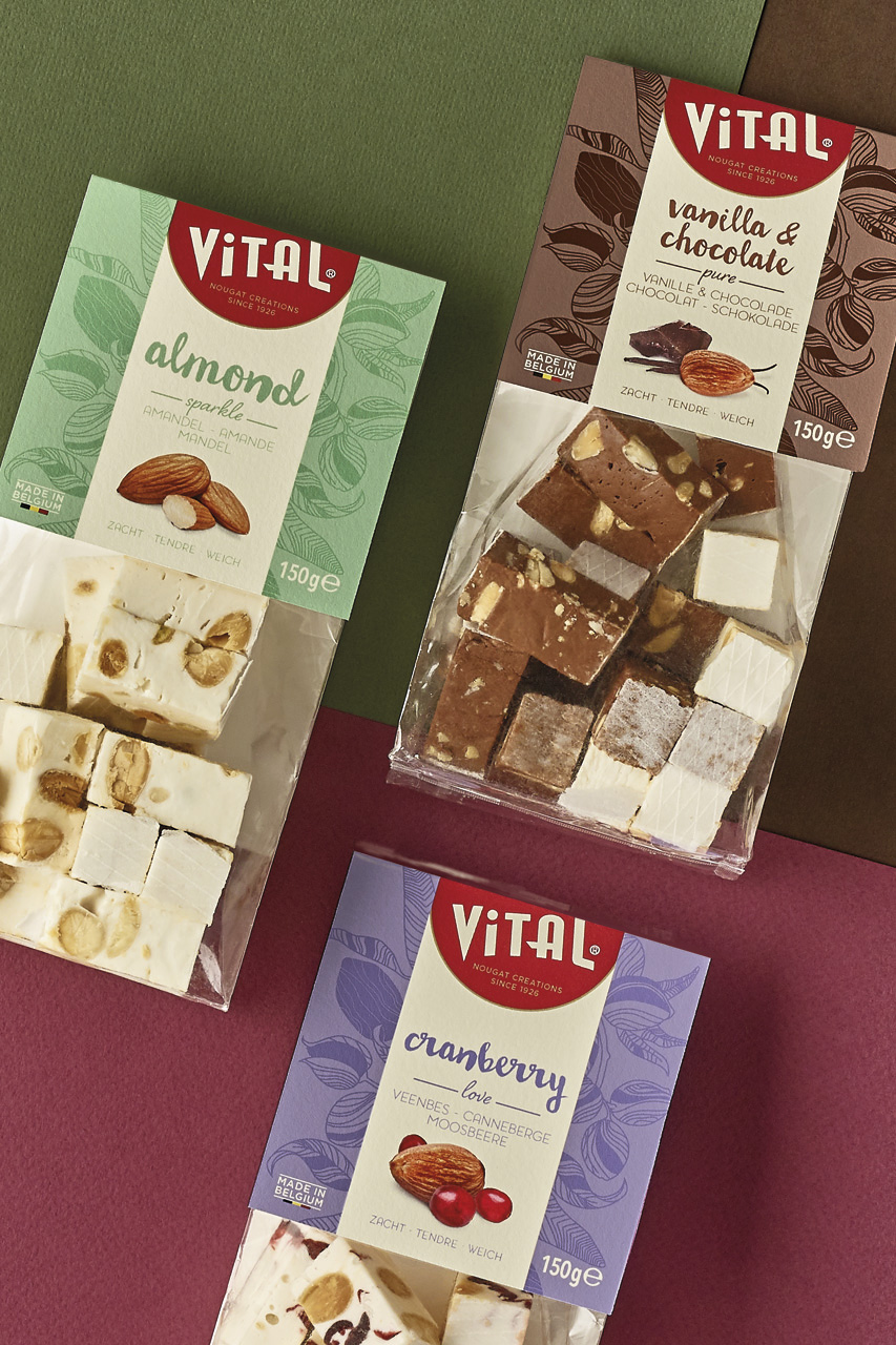 Vital nougat brand repositioning / packaging design by DesignRepublic, branding & packaging design Belgium