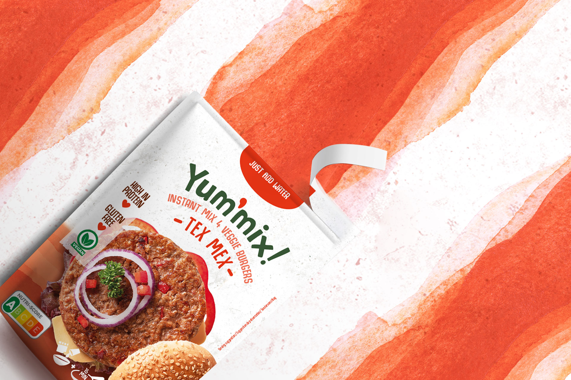 Yum'mix, veggie burger mix, Tex Mex top shot