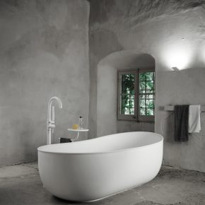 Modern minimalist revival by Norm Architects for antique metal bathtubs