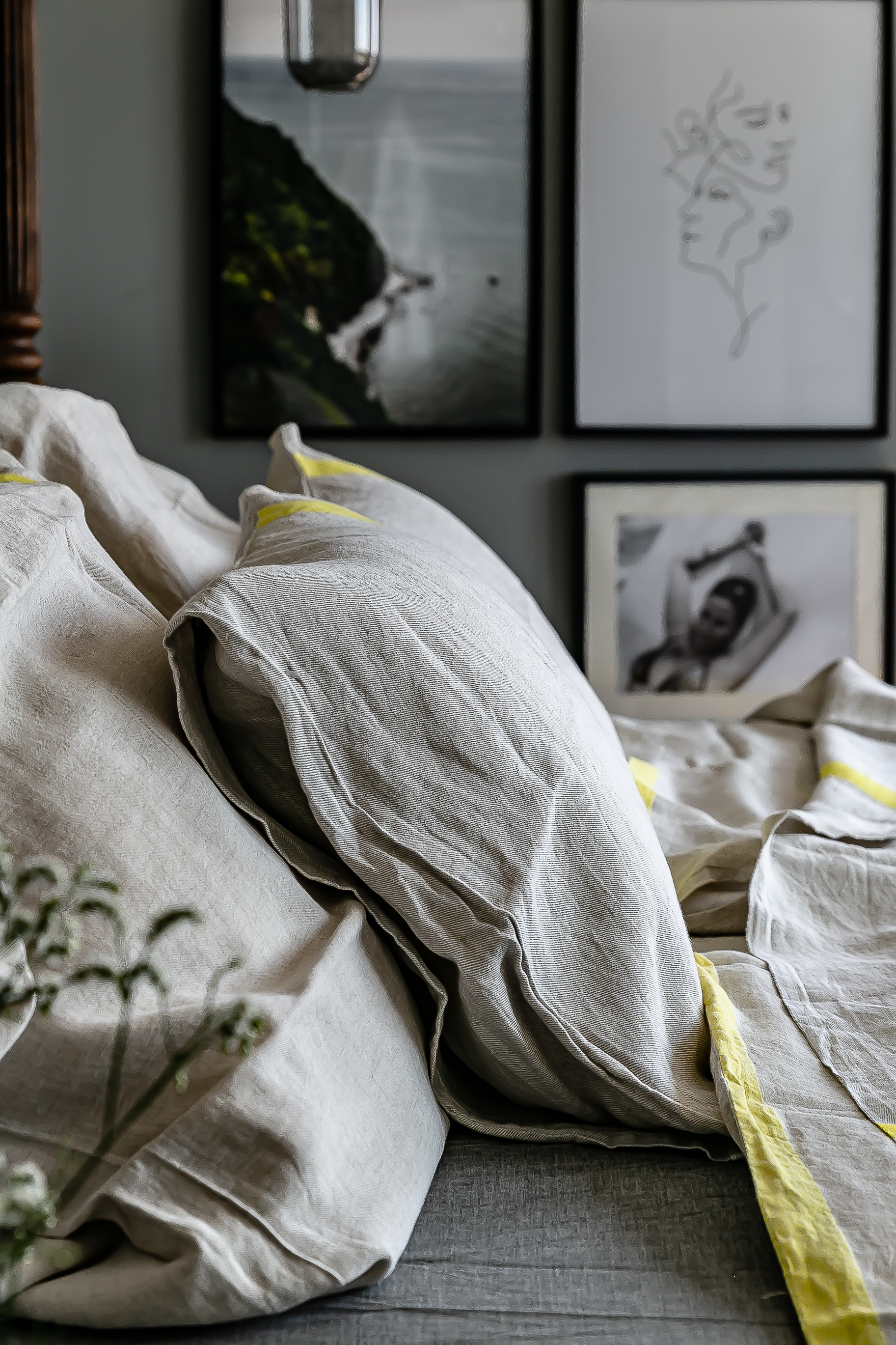 linen bedding, creating a wellness oasis in bedroom, interior styling