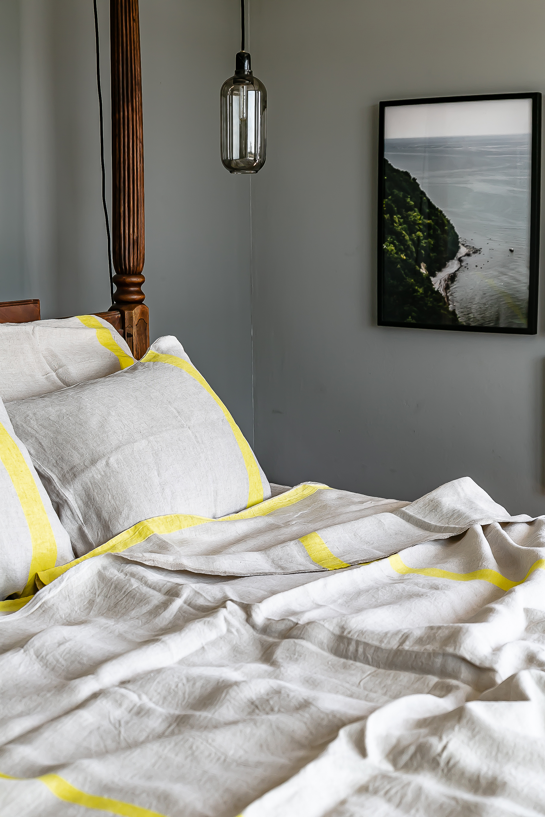 linen bedding, creating a wellness oasis in bedroom, interior styling