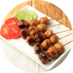 sate balletjes in de hapjeskar van de sluis catering