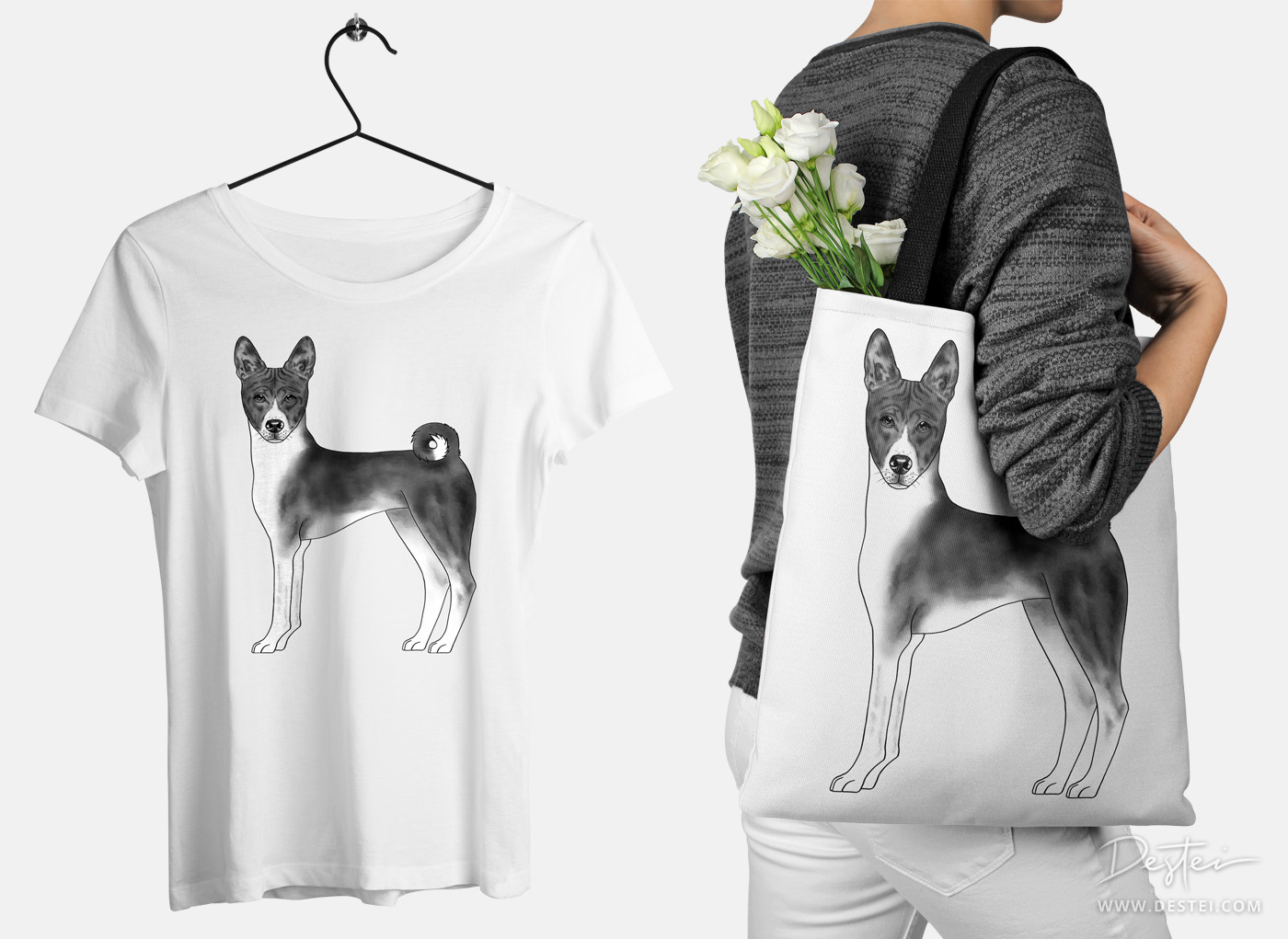 basenji_dog_design_by_destei_shirt_and_tote_bag