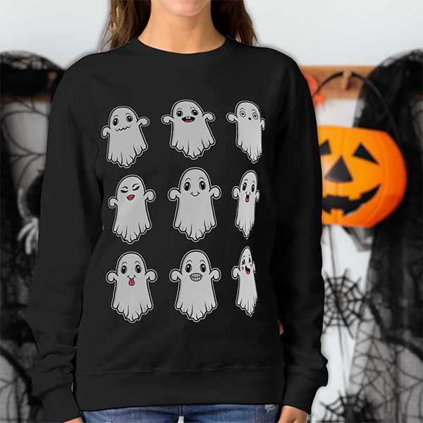 Many Ghosts Halloween Design Sweatshirt