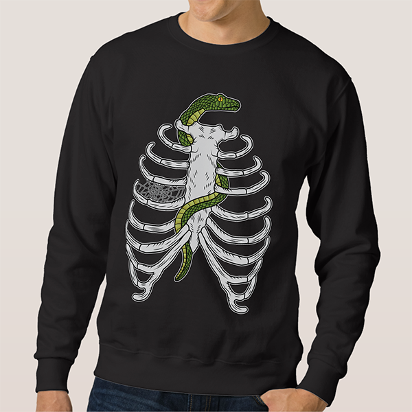 Rib Cage And Snake Halloween Design Sweatshirt