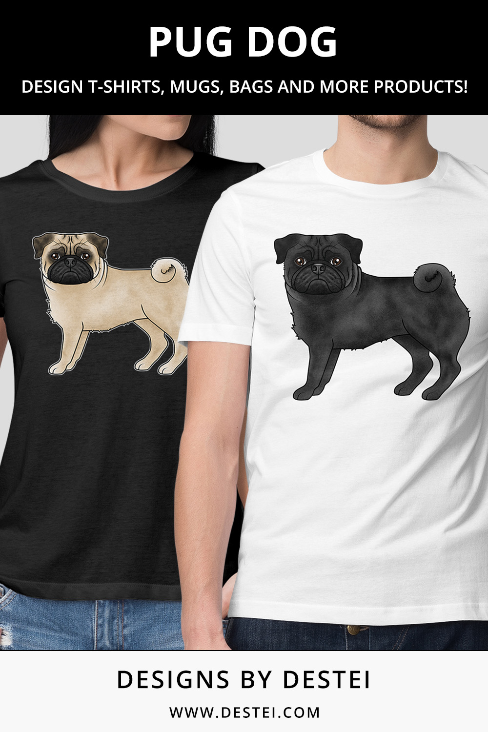 Pug Dog T-shirt Design By Destei