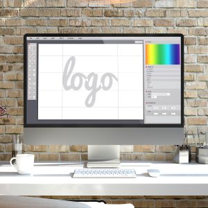 logo design screen computer on a desktop