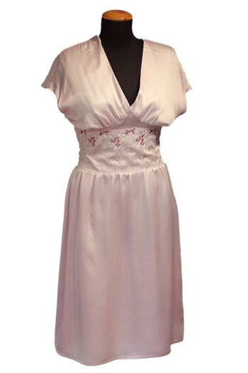 Light pink silk dress with embroidery at waist