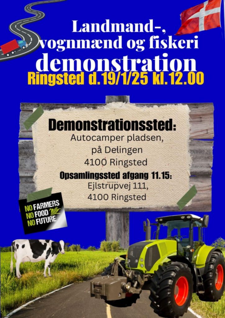 Billede med overskriften 'Landmand-, vognmænd og fiskeri demonstration'