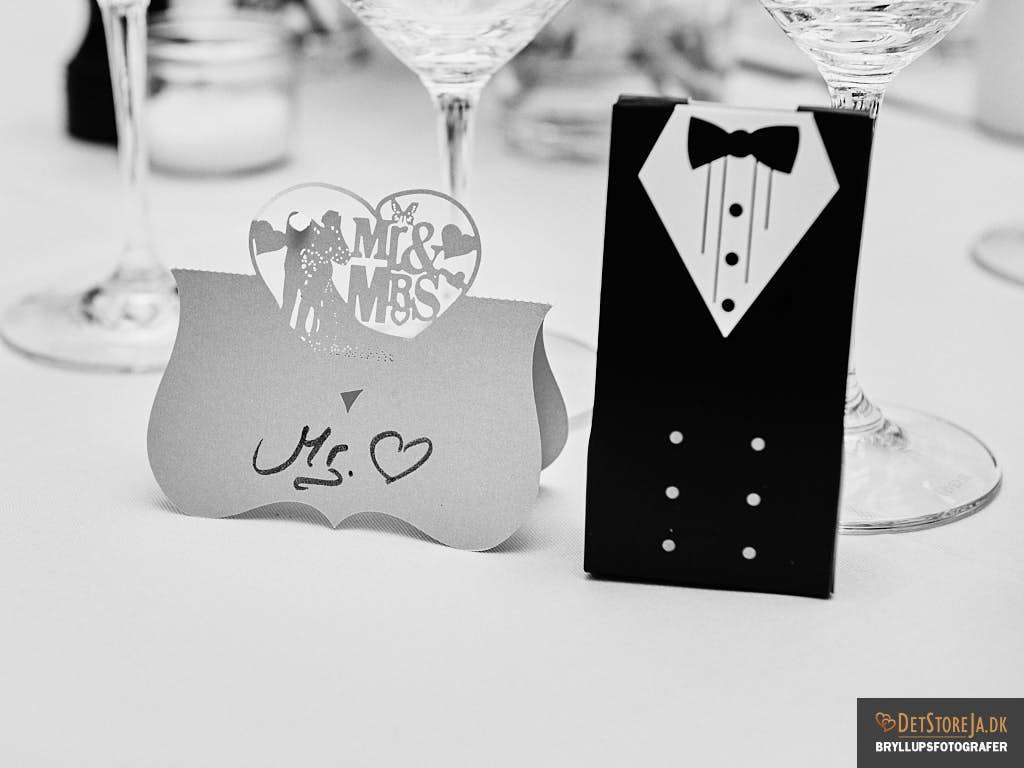 bryllupsbillede bordkort detalje