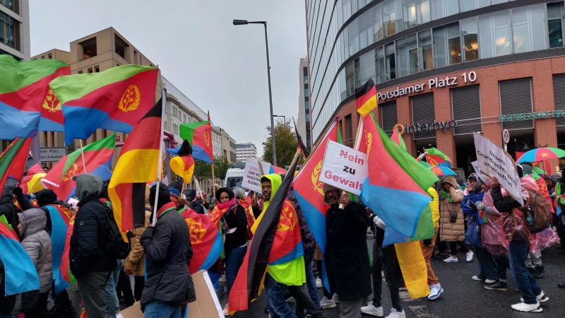 Gastbeitrag der DEUTSCH-ERITREISCHEN GESELLSCHAFT (DEG) auf der DEMO des Zentralrat der Eritreer in Deutschland, in BERLIN am 20.10.2023