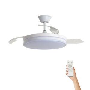 Dimbare plafondventilator Vikman Ø106cm – Kwalitatief Stijlvol – Wit Transparant