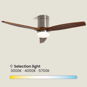 Fluisterstille plafondventilator Filip Ø132cm – Afstandsbediening Timer – Nikkel Donker Hout – afbeelding 7