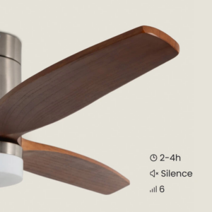 Fluisterstille plafondventilator Filip Ø132cm – Afstandsbediening Timer – Nikkel Donker Hout – afbeelding 4