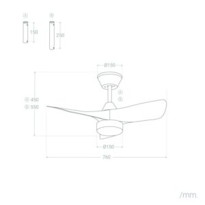 Stijlvolle plafondventilator Sebastian Ø76cm – Ultra stil Afstandsbediening – Wit Hout – afbeelding 10